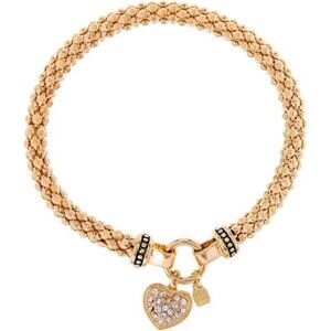 Women Gold Heart Bracelet Pave Crystal Stretch Jewelry Elegant Gift for Her